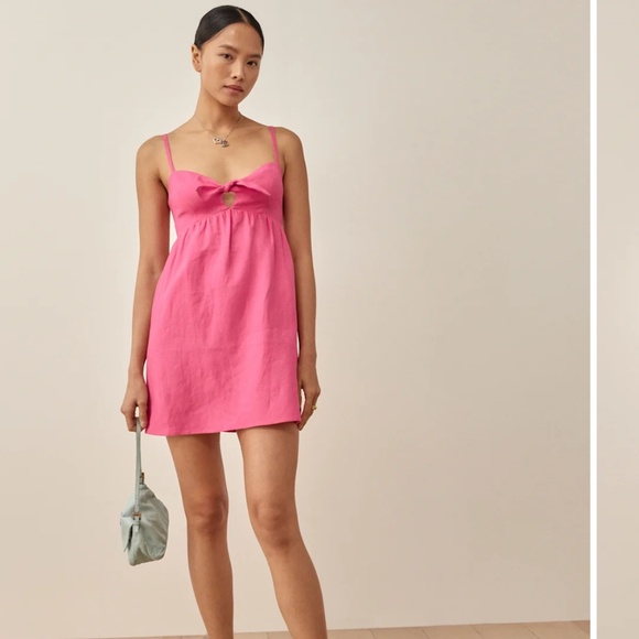 Reformation Ryland Linen Dress Snapdragon - Size 4 - Picture 2 of 2